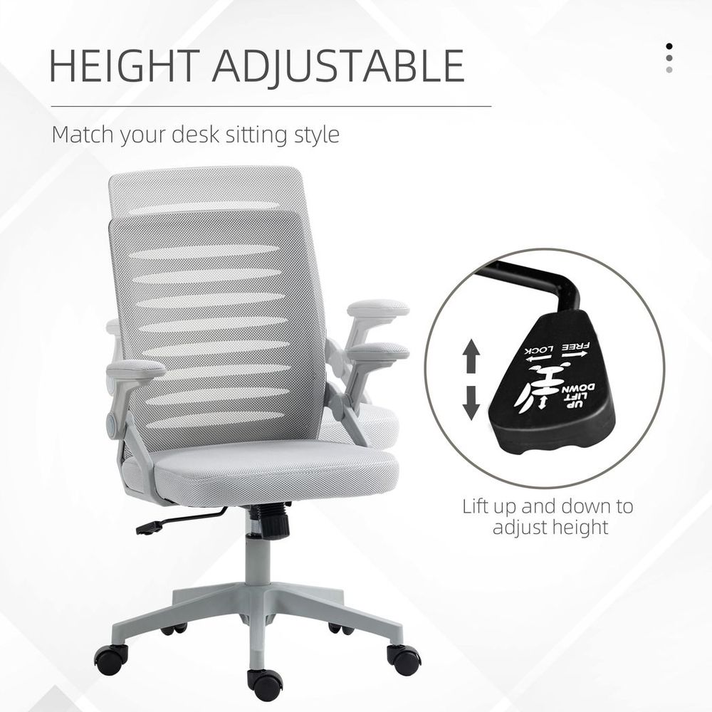 Mesh Office Chair Home Swivel Task Chair w/ Lumbar Support, Arm, Grey