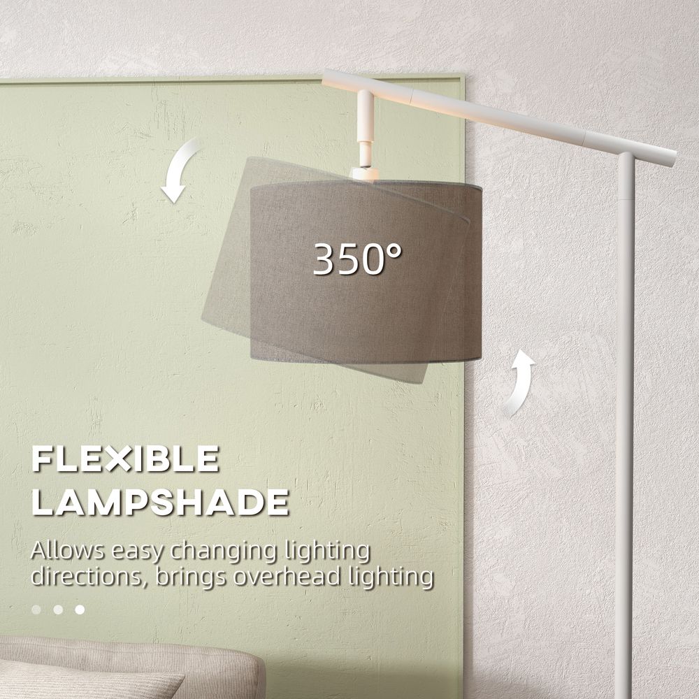 Modern Floor Lamps for Living Room with Rotating Lampshade, Standing Lamp for Bedroom, LED Bulb Included, Grey