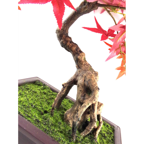 50cm Artificial Red Maple Bonsai Tree with Leaf Detail