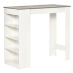 Coffee Table / Bar table - Clean white frame, with wood-effect table top - Grey