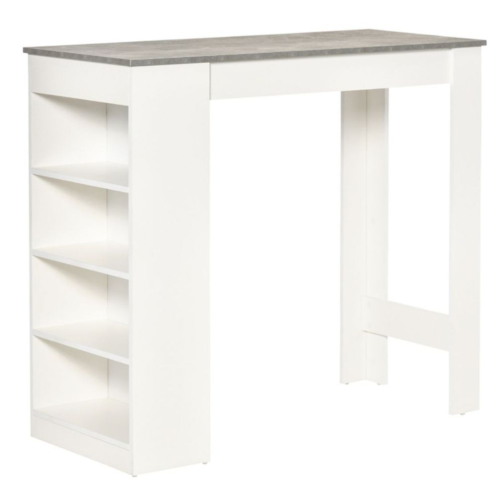 Coffee Table / Bar table - Clean white frame, with wood-effect table top - Grey