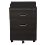 2-Drawer Locking Office Filing Cabinet w/ 5 Wheels Rolling Storage Hanging Legal Letter Files Cupboard Home Organisation Black Wood Grain