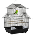 Metal Bird Cage w/ Plastic Perch & Food Container - 50.5x40x63cm - Black