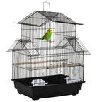 Metal Bird Cage w/ Plastic Perch & Food Container - 50.5x40x63cm - Black