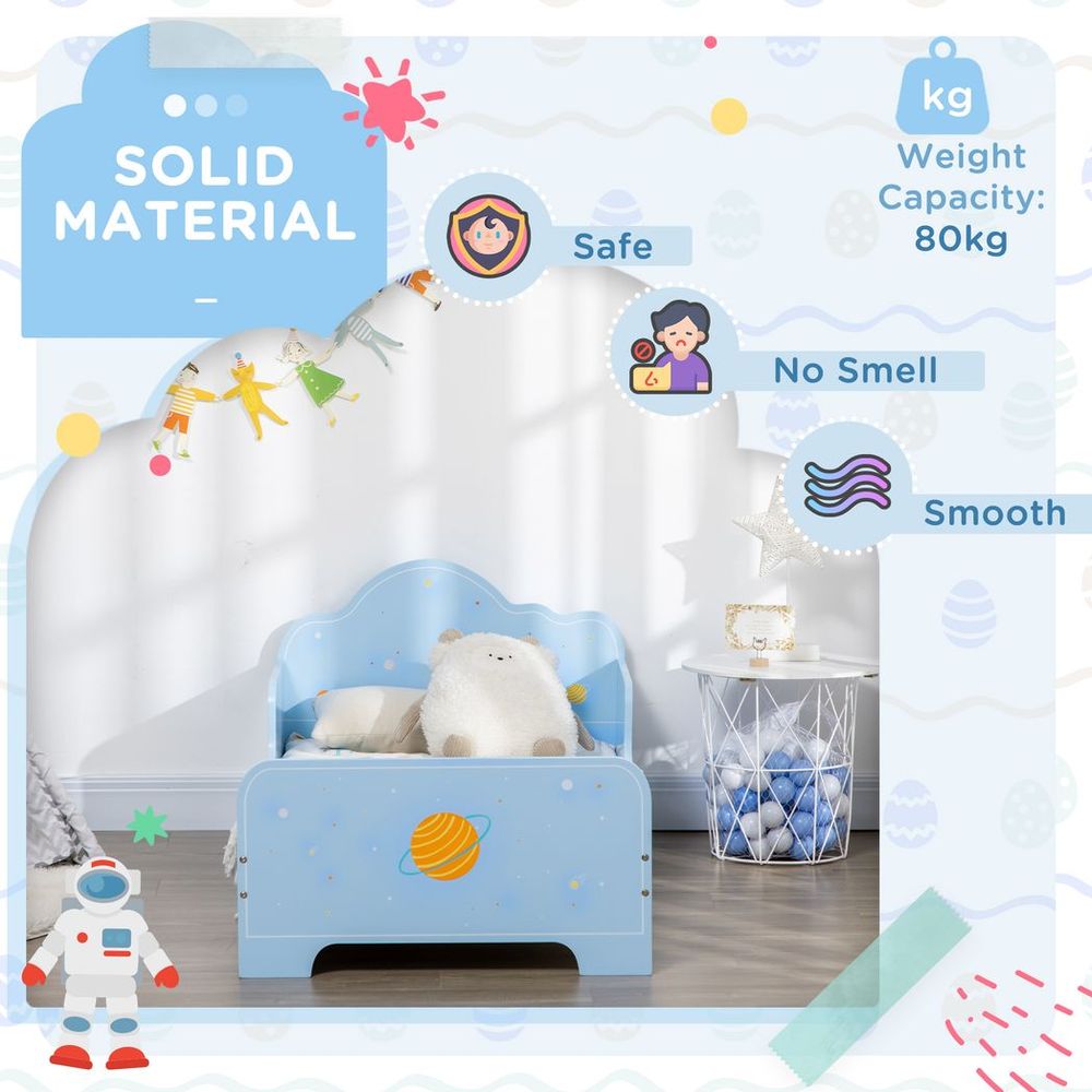 Toddler Bed w/ Space-themed Patterns, for Boy, Girls, Ages 3-6 Years