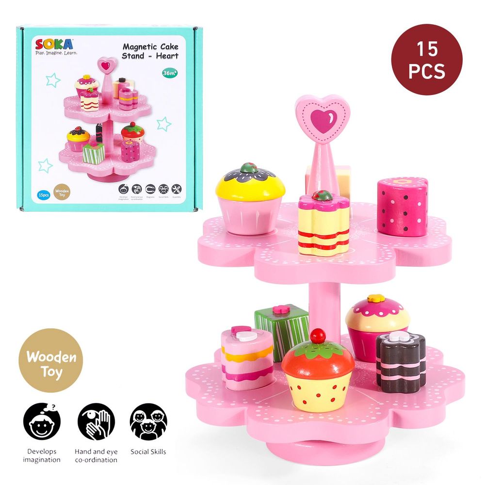 Magnetic Cake Stand - Heart: Charming toy for tea parties, role play, and educational development