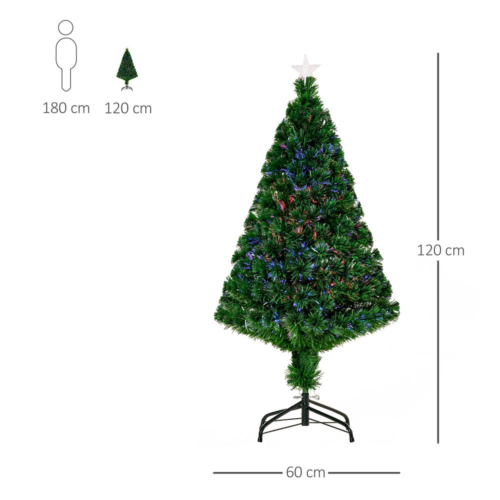 Pre-Lit Fibre Optic Artificial Christmas Tree Topper Multi-Colour 4ft