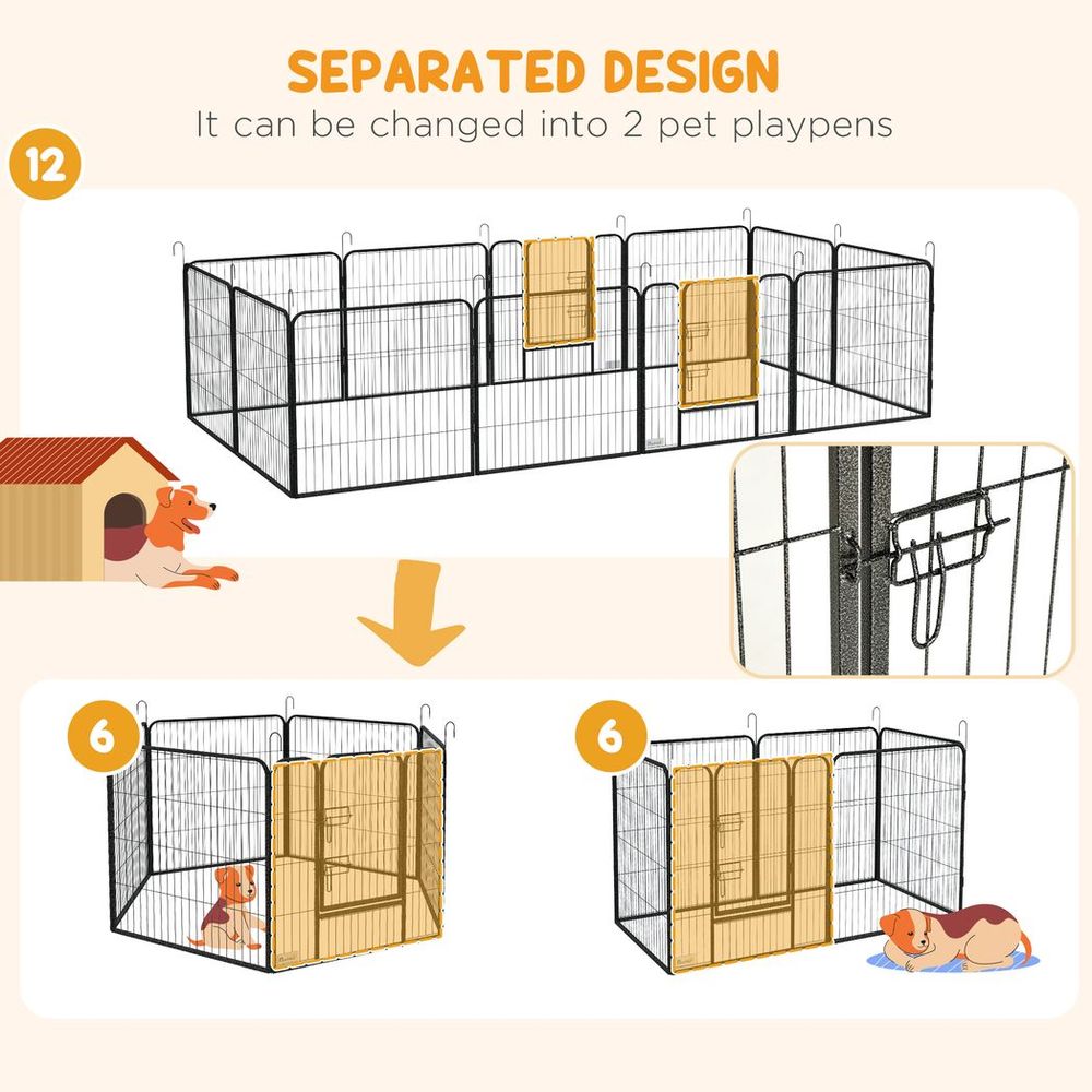 Heavy Duty Puppy Play Pen - 12 Panels, Indoor & Outdoor Use