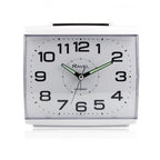 Large Square Retro Bedside Alarm - Clear Dial, Bold Numbers, Snooze, Silent Sweep, Luminous Hands
