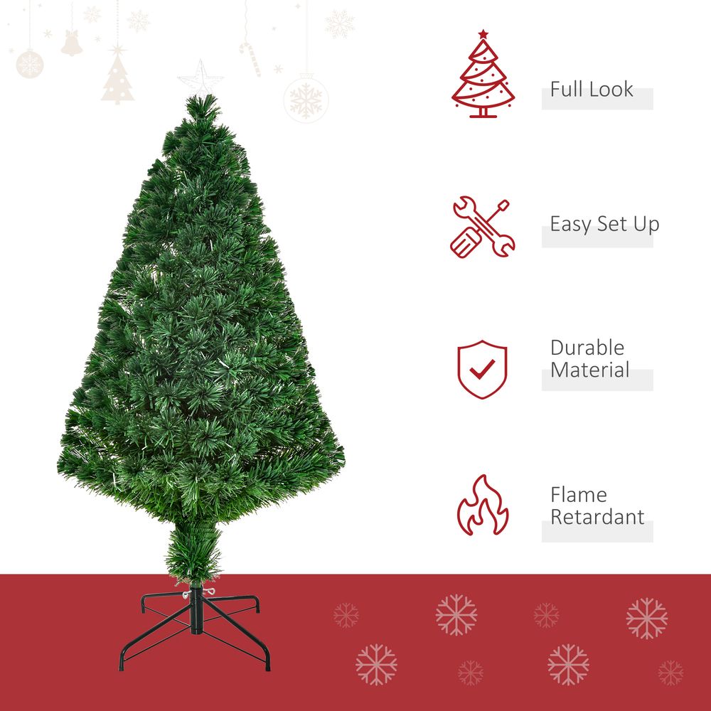 Pre-Lit Fibre Optic Artificial Christmas Tree Topper Multi-Colour 4ft