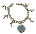 Ladies Girls Mini Dial with Hanging DOLPHIN Charms on Bracelet Strap Watch Gift Set (AL) - NEEDS RE-BATTERY