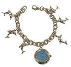 Ladies Girls Mini Dial with Hanging DOLPHIN Charms on Bracelet Strap Watch Gift Set (AL) - NEEDS RE-BATTERY