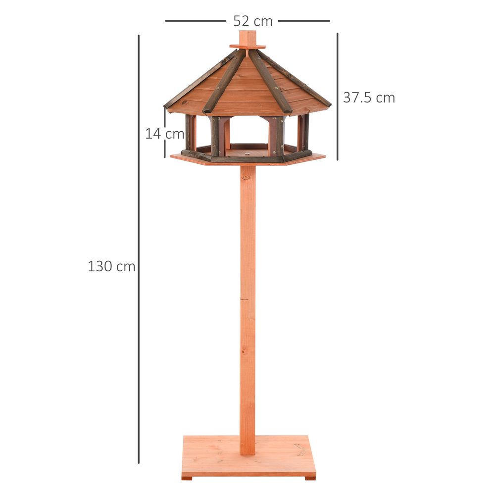 Wooden Bird Feeder Bird Table with Roof for Outside Use Brown 130cm