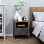 Nightstand with Drawer & Shelf - End Table for Living Room & Bedroom - Design