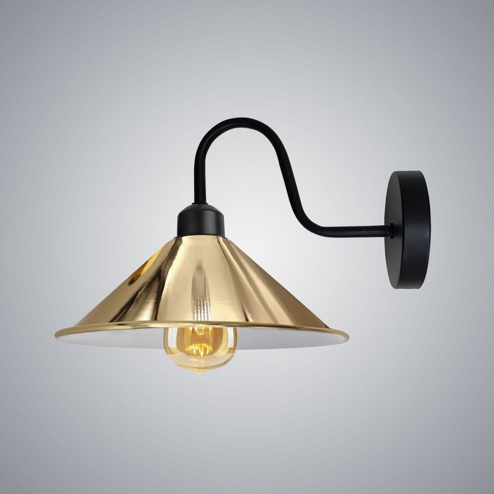 French Gold Wall Light Fixture, Black Wall Sconce - Elegant Vintage Design, E27 Base Socket, Metal - 3-Year
