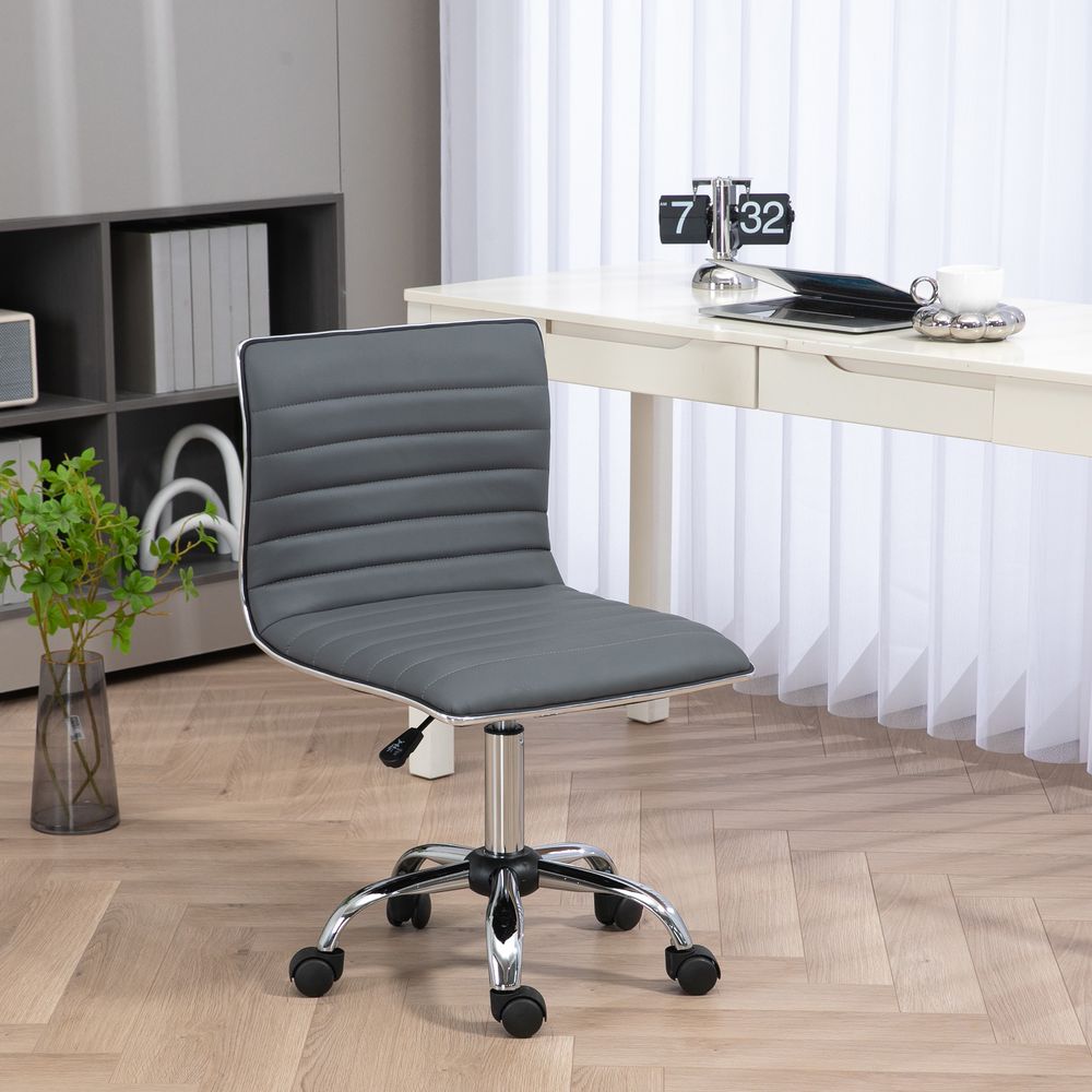 Ergonomic Dark Grey Office Chair: Armless Mid-Back, Adjustable, 360 Swivel