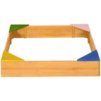Wooden Sand Pit - Kids Garden Sandbox with Seats