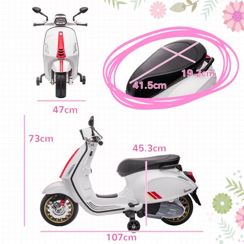 Vespa Licensed 12V Kids Electric Motorbike w/ 2 Training Wheels