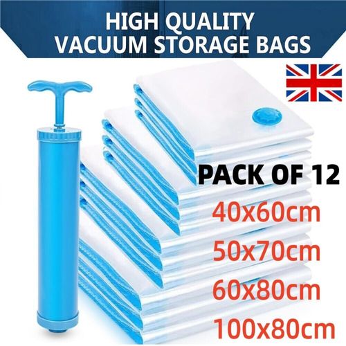 12 X Strong Vacuum Storage Space Saver Saving Vacum Vaccum Large Organiser Bags
