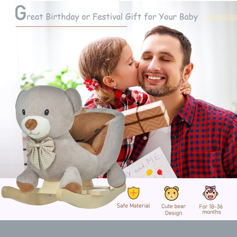 Kids Rocking Bear Plush Ride On - Safe & Secure