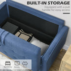 Compact Loveseat Sofa 2 Seater Sofa with Storage and Wood Legs Blue