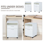 60cm Storage Cabinet w/Drawer Open Shelf Metal Handles 4 Wheels Office Home Organiser Mobile Printer White