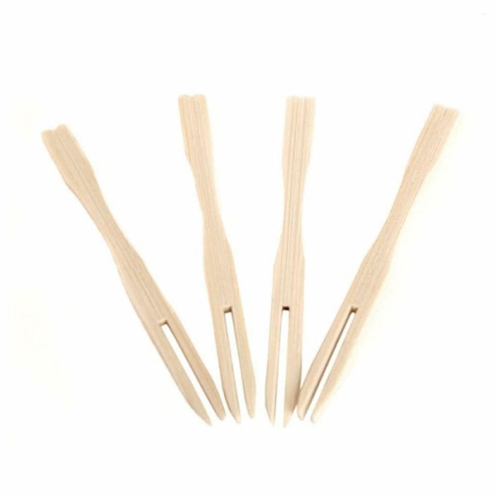 50-Pack Eco-Friendly Bamboo Skewer Forks - Ideal for BBQs, Parties, and More