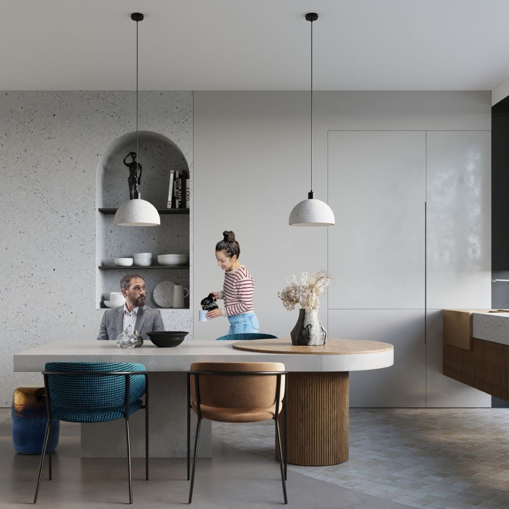 Elegant Industrial Pendant Lamp - Pablito Design - Concrete Texture - E27 Socket