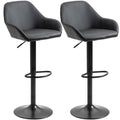 Swivel Barstools - Set of 2 - PU Leather - Footrest - Backrest - Black