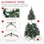 5FT Artificial Christmas Tree with Pine Cones, Holiday Home Xmas Decoration Automatic Open, Green