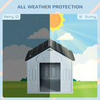 Weather-Resistant Dog House, Puppy Shelter for Medium Dogs - Grey