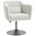 Retro Linen Swivel Chair - Steel Frame - Cushion Seat - Cream White