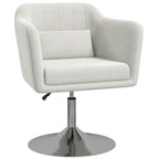 Retro Linen Swivel Chair - Steel Frame - Cushion Seat - Cream White