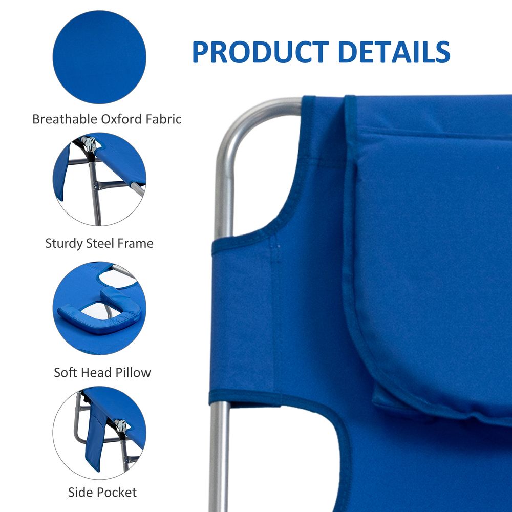 Portable Beach Chaise Lounge - Reclining, Adjustable, Blue - !