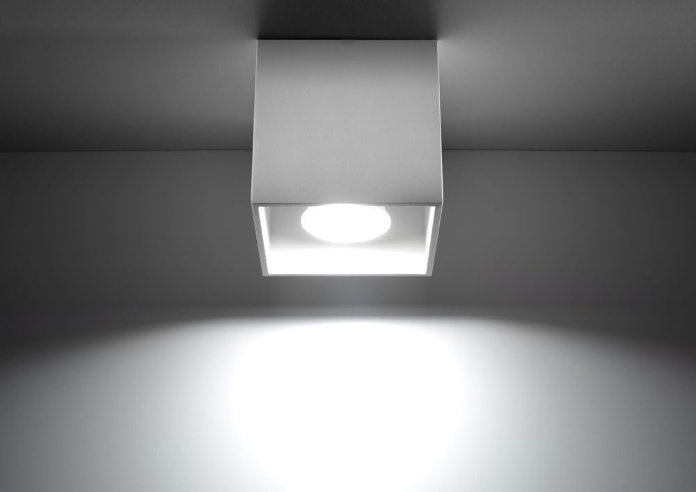 Modern LED Square Ceiling Lamp - White, GU10 Bulb, Loft Design - Attention to Detail