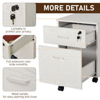 2-Drawer Locking Office Filing Cabinet 5 Wheels Rolling Storage White