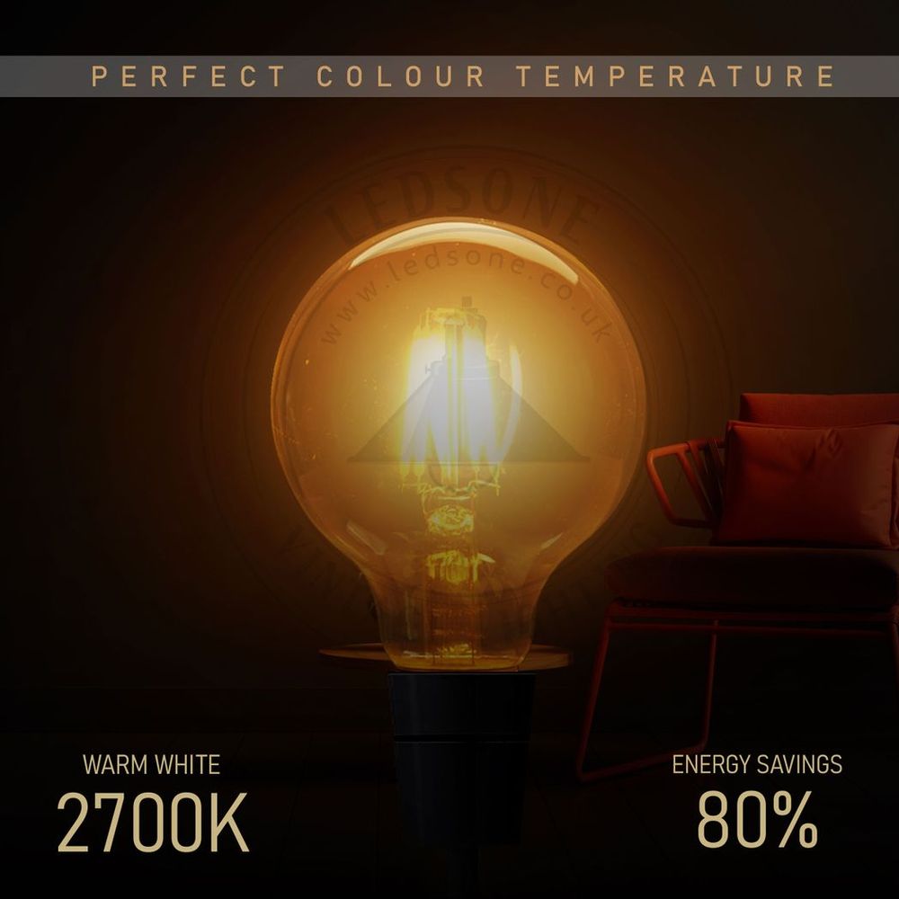 Vintage G95 E27 4W LED Filament Bulb Retro 2700K Warm White Screw Bulb