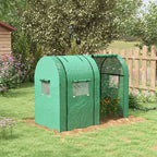 Tomato Greenhouse with 2 Roll-up Doors and 4 Mesh Windows, Green