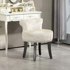 Dressing Table Stool Vanity Seat w/ Rubber Wood Legs Bedroom - Beige