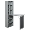 Fold-out Convertible Writing Desk Wall Mount Cabinet with Blackboard and Side Shelf Multi-Function Home Office Workstation, Grey 98 x 51 cm