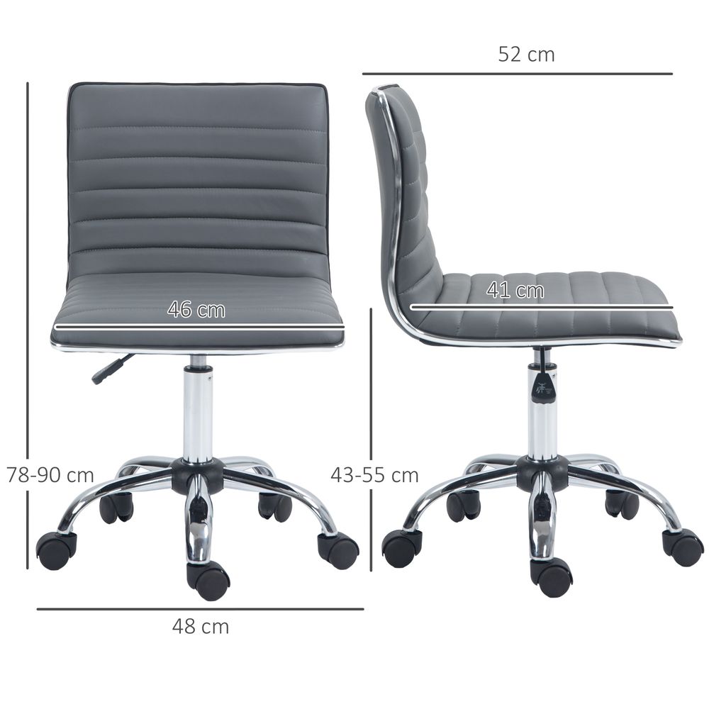 Ergonomic Dark Grey Office Chair: Armless Mid-Back, Adjustable, 360 Swivel