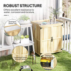 Wooden Garden Storage Shed w/Hinged Roof and Shelf, Natural Wood