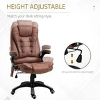 Reclining Chair w/ Heating Massage Points Relaxing Headrest Brown - Executive