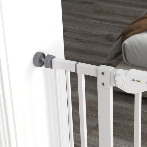 Extra Tall Dog Gate with Cat Door Auto Close for Stairs 74-101 cm Wide