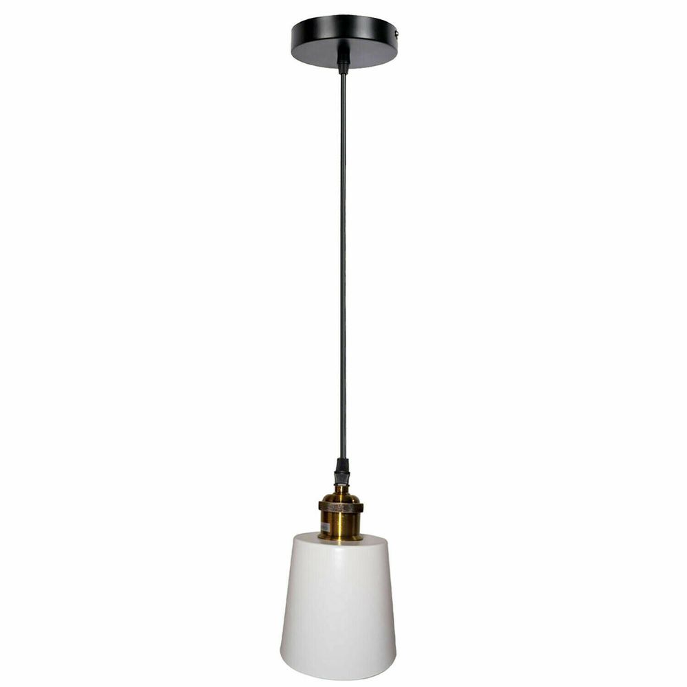 Single Industrial White Vintage Modern Ceiling Hanging Pendant Lamp White