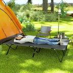 Double Camping Folding Cot Portable Sleeping Bed, Charcoal Grey