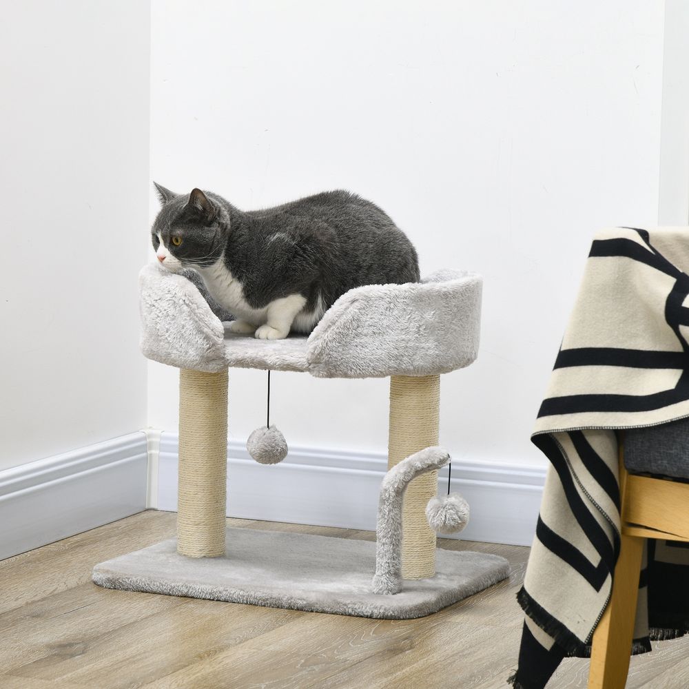42cm Indoor Cat Tree, Kitty Play Tower w/ Toy Balls Sisal Scratching Post