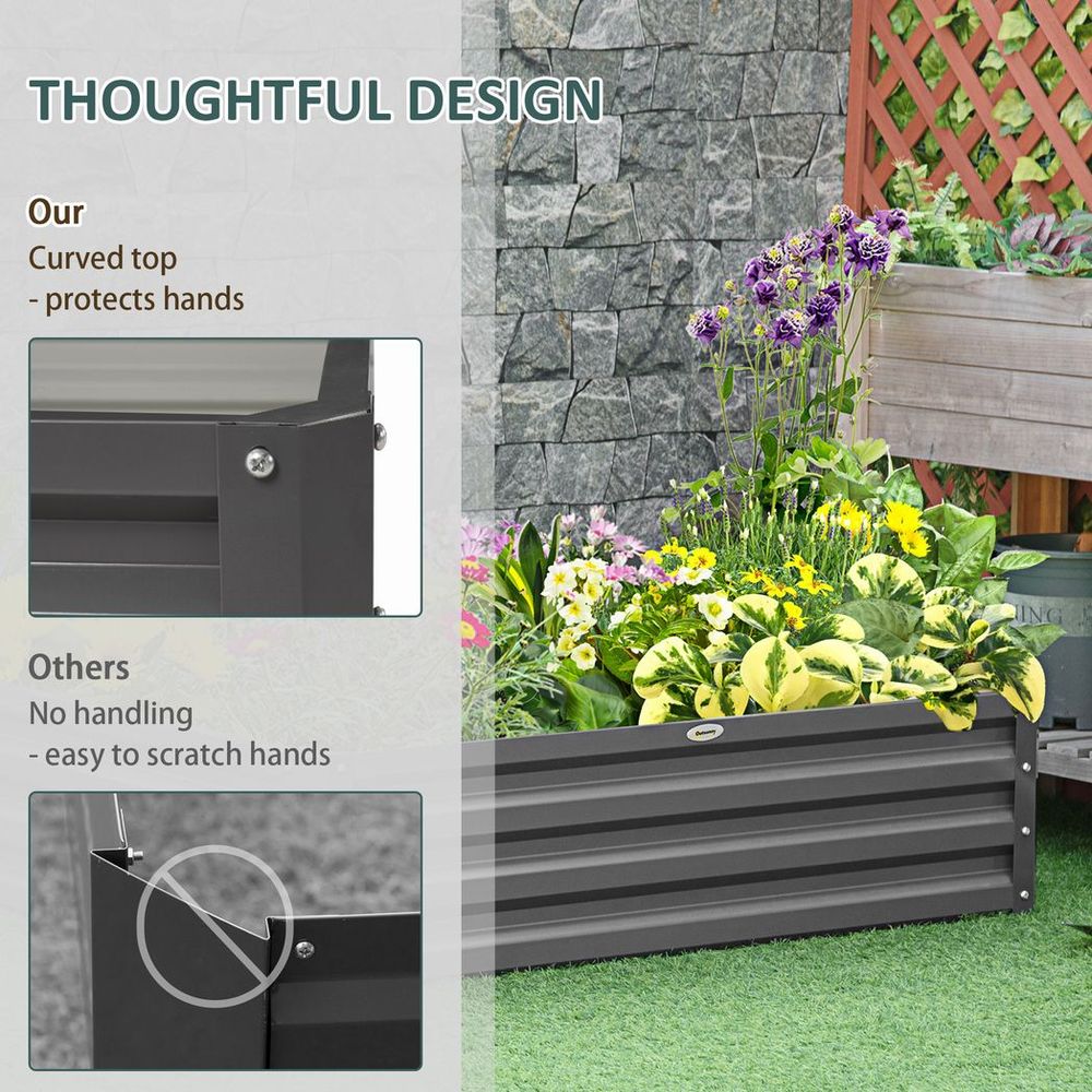 Raised Garden Bed - Metal Planter - Light Grey
