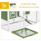 2 Tiers Rabbit Hutch and Run Wooden Guinea Pig Hutch Outdoor with Sliding Tray, Ramp, Water-resistant Roof, for 2-4 Rabbits