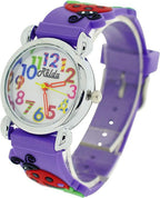 Children's Big Number Analog Ladybird On Purple Silicone Strap Girl's Watch